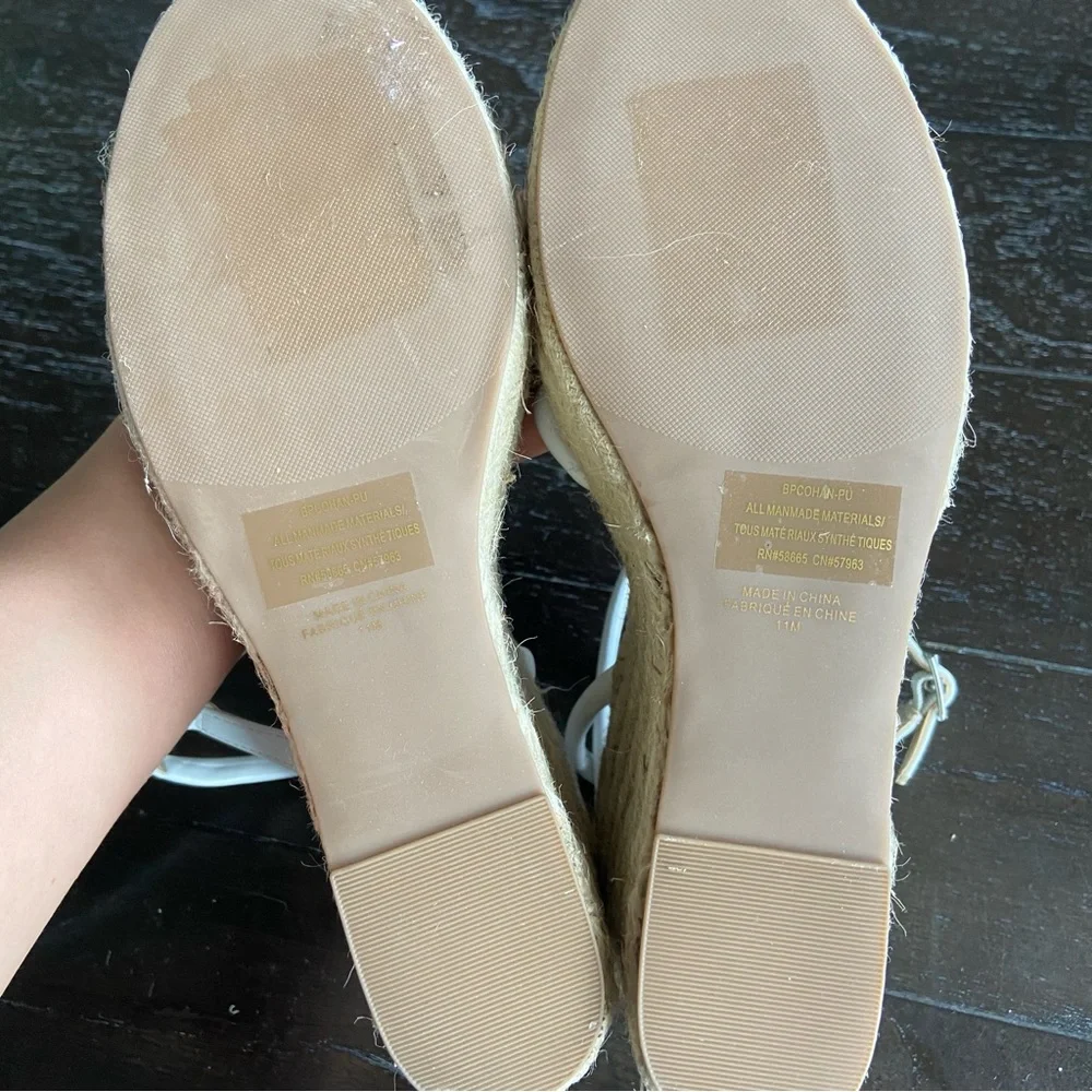 BP Cohan Platform‎ Espadrille Wedge Sandals White Summer Size 11M